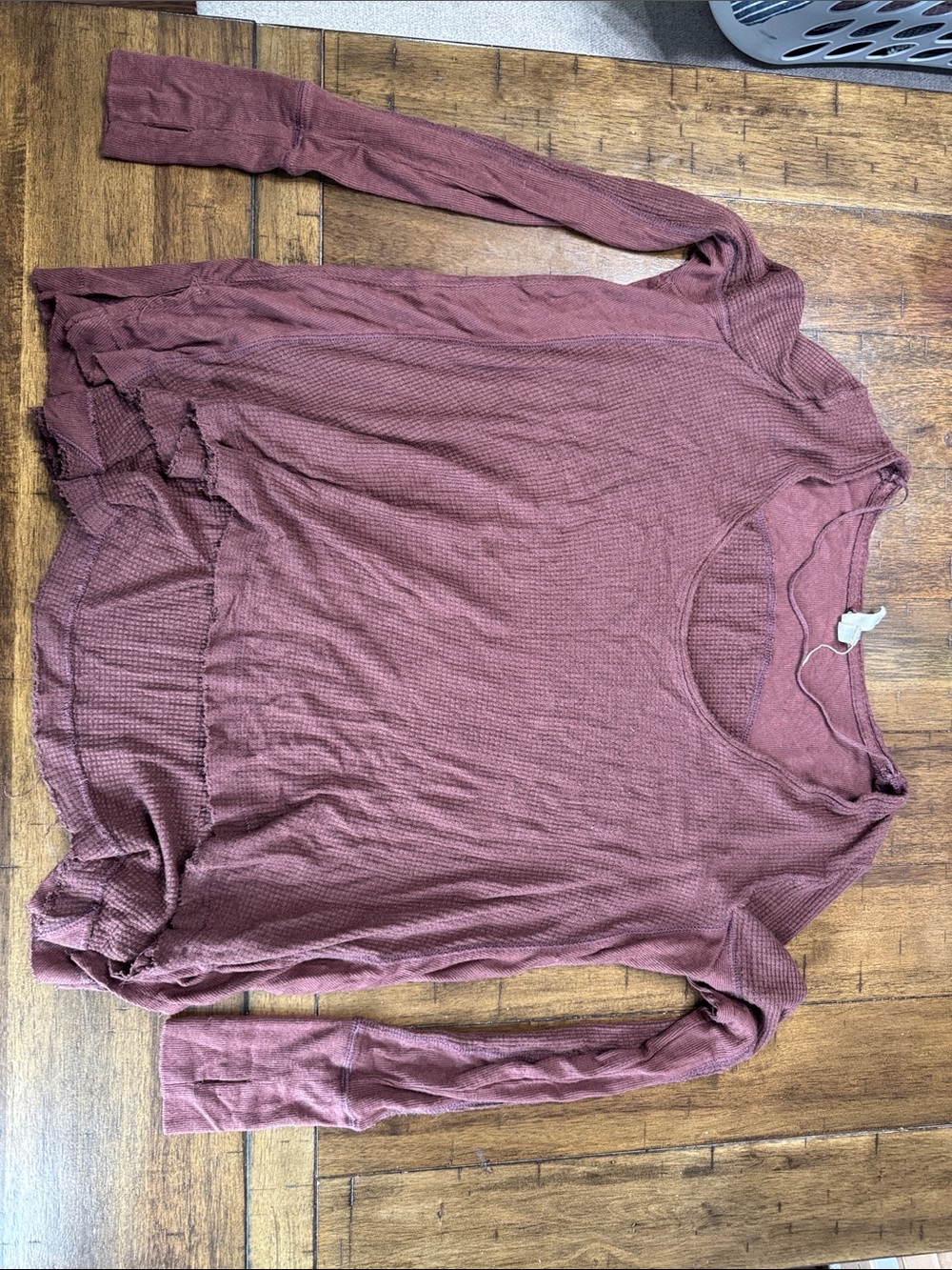 Women's Waffle Knit Long Sleeve Top - brownish mauve
